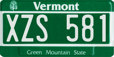 VT license plate XZS581