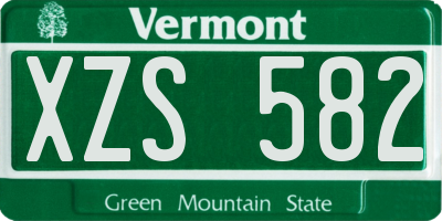 VT license plate XZS582