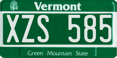 VT license plate XZS585