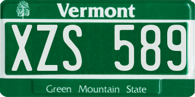 VT license plate XZS589