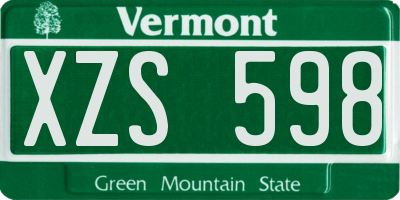 VT license plate XZS598