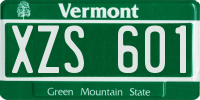 VT license plate XZS601