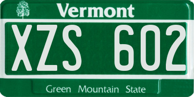 VT license plate XZS602