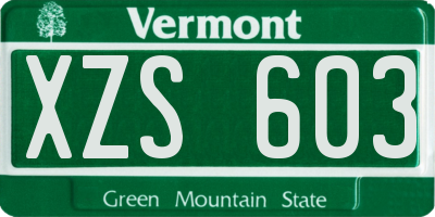 VT license plate XZS603