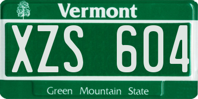 VT license plate XZS604