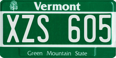 VT license plate XZS605