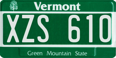 VT license plate XZS610