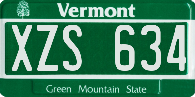 VT license plate XZS634