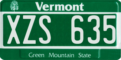 VT license plate XZS635