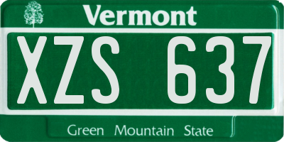 VT license plate XZS637