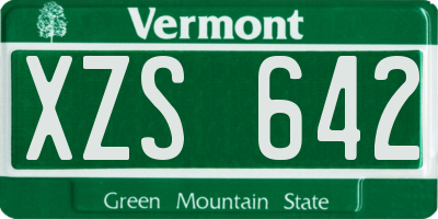 VT license plate XZS642
