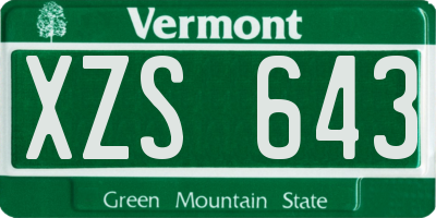 VT license plate XZS643