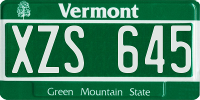 VT license plate XZS645