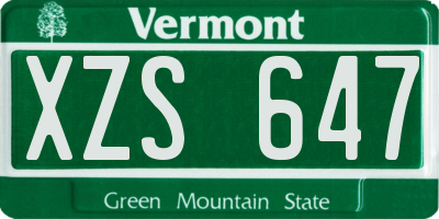 VT license plate XZS647