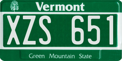 VT license plate XZS651