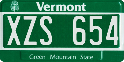 VT license plate XZS654