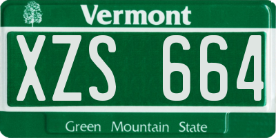 VT license plate XZS664