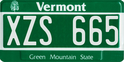 VT license plate XZS665