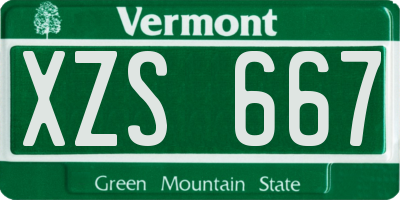 VT license plate XZS667