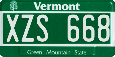 VT license plate XZS668