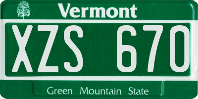 VT license plate XZS670