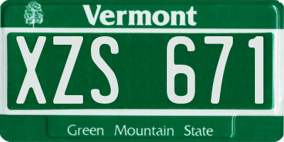VT license plate XZS671