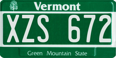 VT license plate XZS672