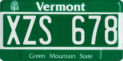 VT license plate XZS678