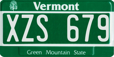 VT license plate XZS679