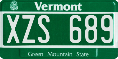 VT license plate XZS689