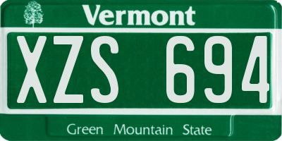 VT license plate XZS694