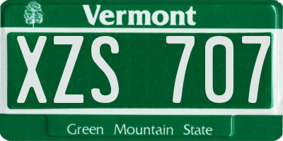 VT license plate XZS707