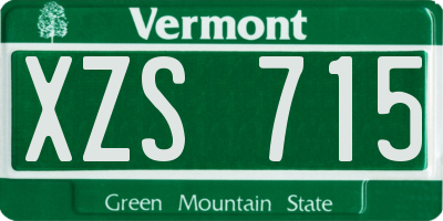 VT license plate XZS715