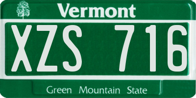 VT license plate XZS716