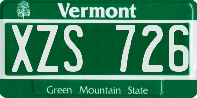 VT license plate XZS726