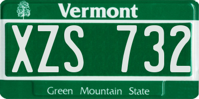 VT license plate XZS732