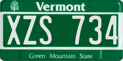VT license plate XZS734