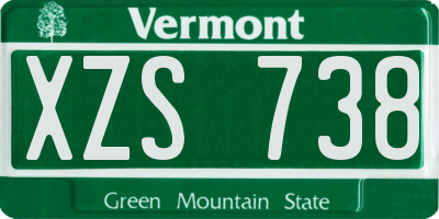 VT license plate XZS738
