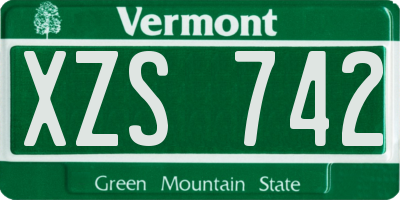VT license plate XZS742