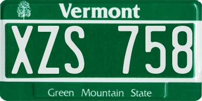 VT license plate XZS758