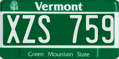 VT license plate XZS759