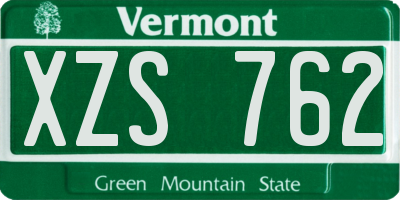 VT license plate XZS762