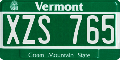 VT license plate XZS765