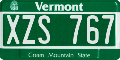VT license plate XZS767