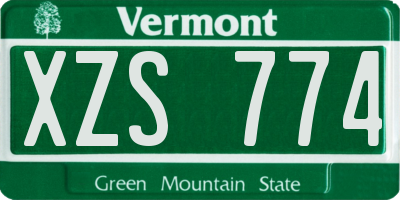 VT license plate XZS774