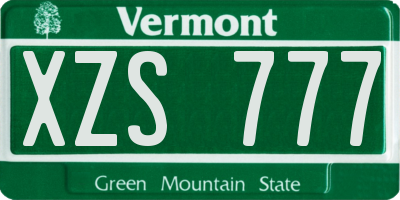VT license plate XZS777