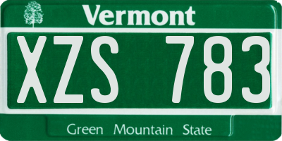 VT license plate XZS783