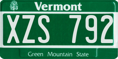 VT license plate XZS792
