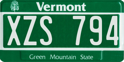 VT license plate XZS794