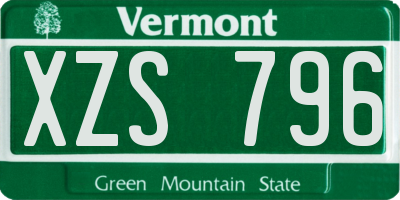 VT license plate XZS796